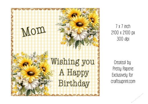 Card Topper - Mom Floral Birthday Card