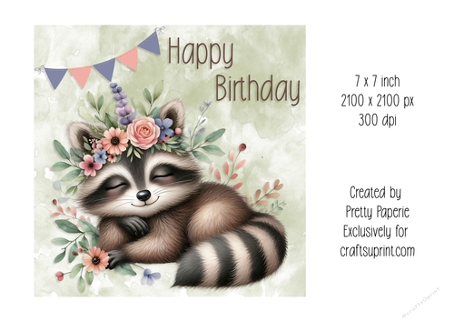 Card Topper - Cute Woodland Animals Birthday Day
