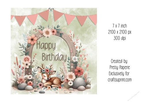 Card Topper - Cute Woodland Animals Birthday Day