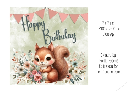 Card Topper - Cute Woodland Animals Birthday Day