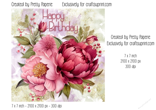 Card Topper - Female Floral Birthday Card