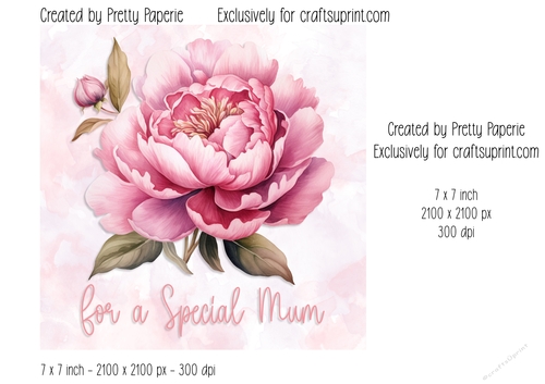 Card Topper - Floral Mothers Card - Mum