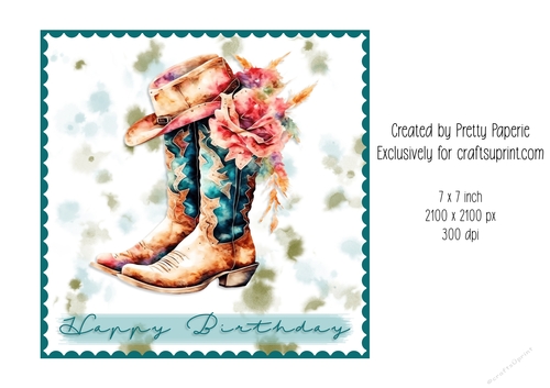 Card Topper - Female Cowgirl Boot Birthday Card