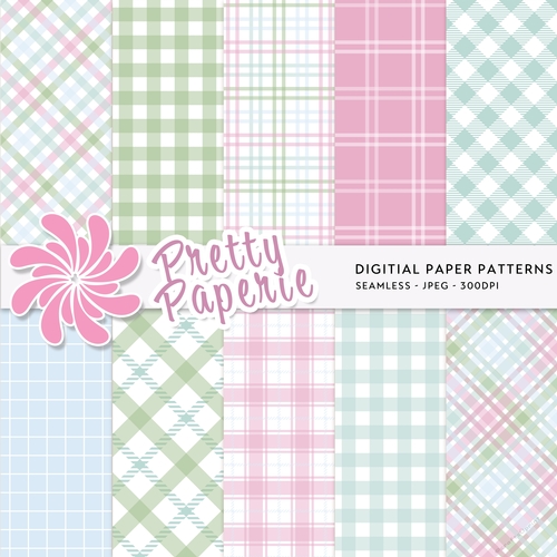 Digital Plaid Seamless Patterns - 12inch x 12inch