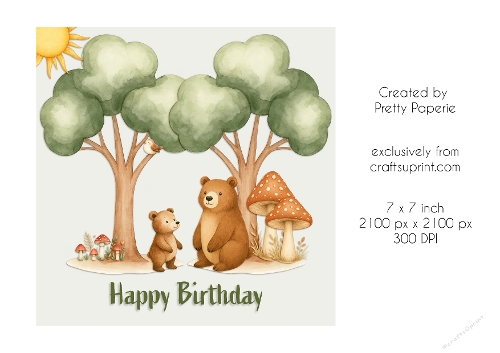 Card Topper - Cute Woodland Animals Birthday Card