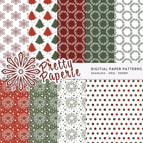 Christmas Seamless Patterns - A4 - 210mm x 297mm