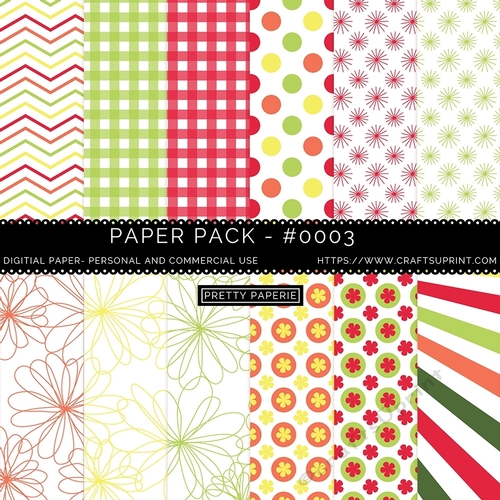 Paper Pack 003 Digital Paper/Backgrounds - Yellow, Green & Reds seamless patterns - 12inch x 12inch
