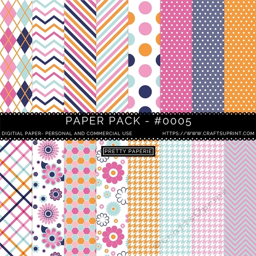Paper Pack 005 Digital Paper/Backgrounds  - Multi Colours, seamless pattern - A4 - 210mm x 297mm