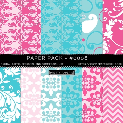 Paper Pack 006 Digital Paper/Backgrounds  - Multi Colours, seamless pattern - 12inch x 12inch