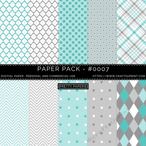 Paper Pack 007 Digital Paper/Backgrounds  - Blue & Grey, seamless pattern  - A4 - 210mm x 297mm