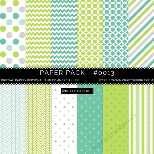 Paper Pack 013 Digital Paper/Backgrounds - Green, Blue & Grey - A4 - 210mm x 297mm