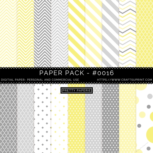 Paper Pack 016 Digital Paper/Backgrounds - Yellow & Grey  - A4 - 210mm x 297mm