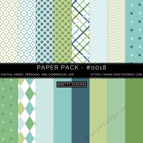 Paper Pack 018 Digital Paper/Backgrounds - Turquoise, Blue & Green - 12inch x 12inch