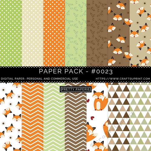 Paper Pack 023 Digital Papers - Woodland Animal Papers - 12inch x 12inch
