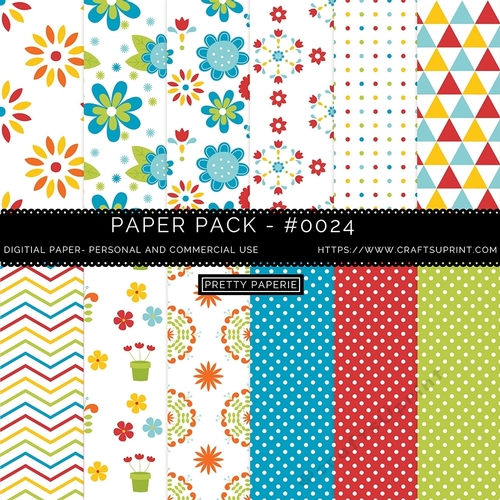 Paper Pack 024 Digital Papers - Flower Papers - A4 - 210mm x 297mm