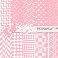 Digital Seamless Patterns - Baby Pink Patterns, Seamless Pattern - A4 - 210mm x 297mm