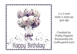 Card Topper - Ladies Floral Balloon Birthday Card