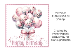 Card Topper - Ladies Floral Balloon Birthday Card