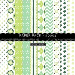 Paper Pack 004 Digital Paper/Backgrounds - Green & White, seamless pattern - A4 - 210mm x 297mm