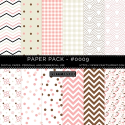 Paper Pack 009 Digital Paper/Backgrounds - Pink, Brown & Grey - A4 - 210mm x 297mm