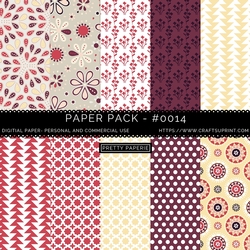 Paper Pack 014 Digital Paper/Backgrounds - Burgundy, Yellow & Cream - A4 - 210mm x 297mm