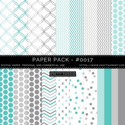 Paper Pack 017 Digital Paper/Backgrounds - Turquoise, Blue & Grey - A4 - 210mm x 297mm