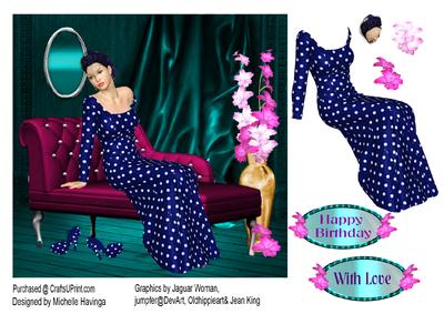 Boudoir Lady in Blue Polka Dot Dress
