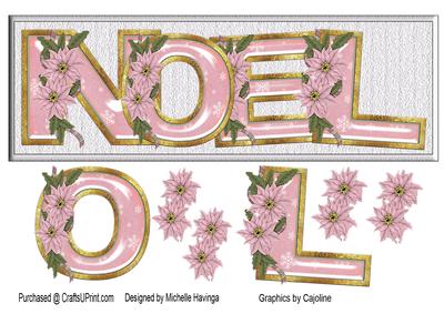 Pink Ponsettia Noel Dl Decoupage Card
