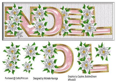 Siver Ponsettia Noel Decoupage Dl Card
