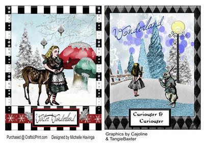 2 Christmas Alice Card Toppers