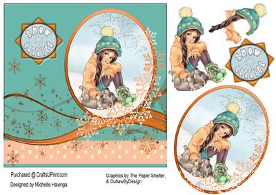 Snow Cuddles Decoupage Card Topper