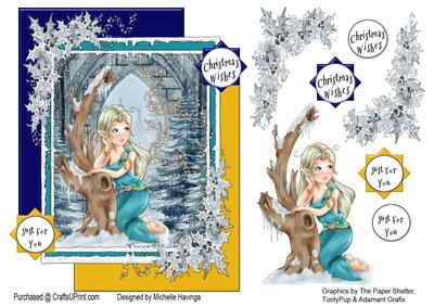 Snow Goddess Decoupage Card Topper