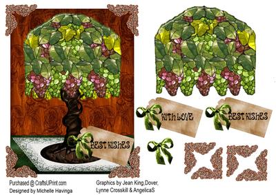 Grape & Vines Tiffany Style Lamp~ Decoupage Topper