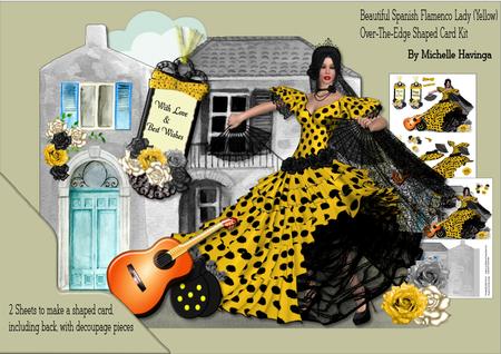 Beautiful Spanish Lady(yellow) Ote Shaped Card Mini Kit