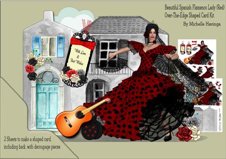 Beautiful Spanish Lady(red) Ote Shaped Card Mini Kit