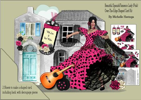 Beautiful Spanish Lady(pink) Ote Shaped Card Mini Kit