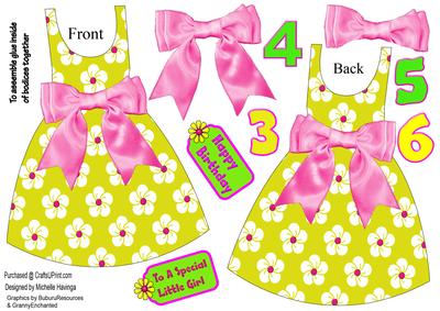 Floral Dress-shaped Card - Pink/yellow