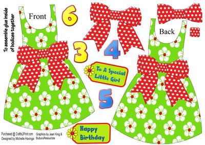 Floral Dress-shaped Card - Green/red