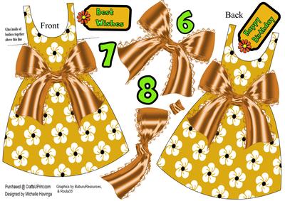 Floral Dress-shaped Card - Caramel