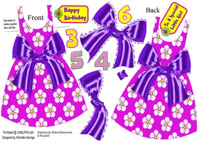 Floral Dress-shaped Card - Pink/lilac