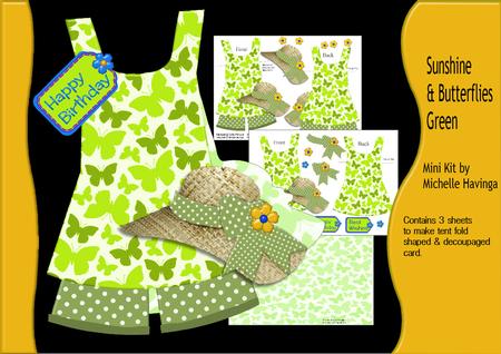 Butterflies Green~ Summer Outfit Shaped Card Mini Kit