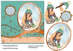 Snow Cuddles Decoupage Card Topper