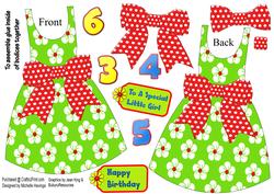 Floral Dress-shaped Card - Green/red