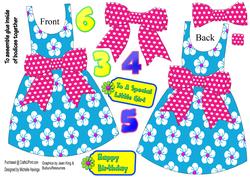 Floral Dress-shaped Card - Fuscia/blue