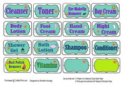Travel Bottle Toiletry Labels