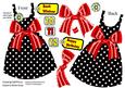 Black Polkadot Dress Shaped Card & Red Bow