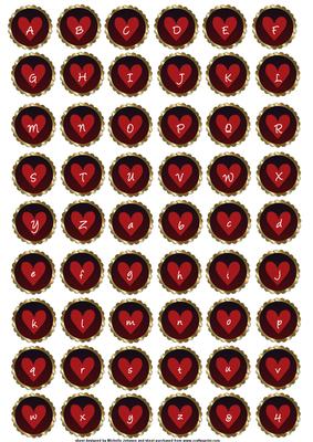 Glass Heart Bottle Top Style Alphabet Sheet