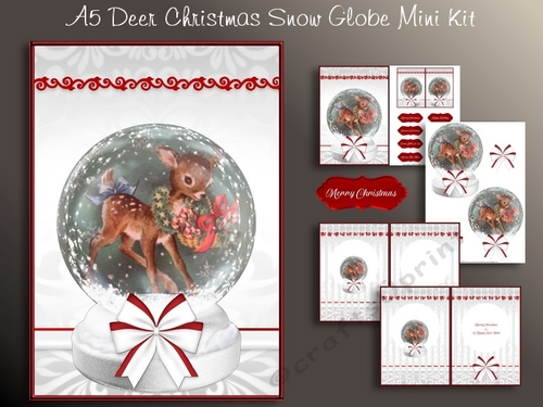 A5 Deer Christmas Snow Globe Mini Kit