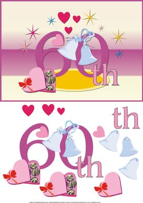 60th Wedding Anniversary Quick Card Front with Decoupage