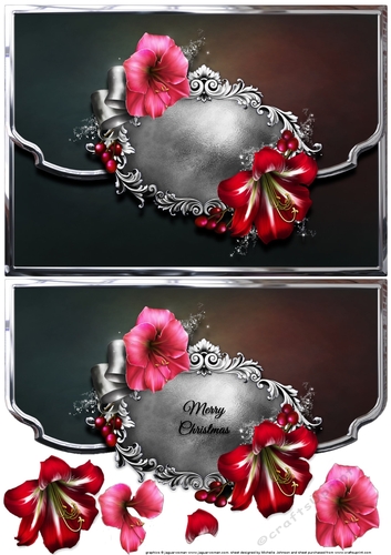 Christmas Amaryllis Fancy Scalloped Edge Envelope Card